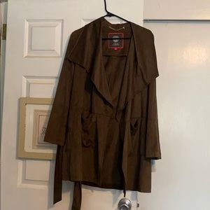 Olive Green Suede Trench